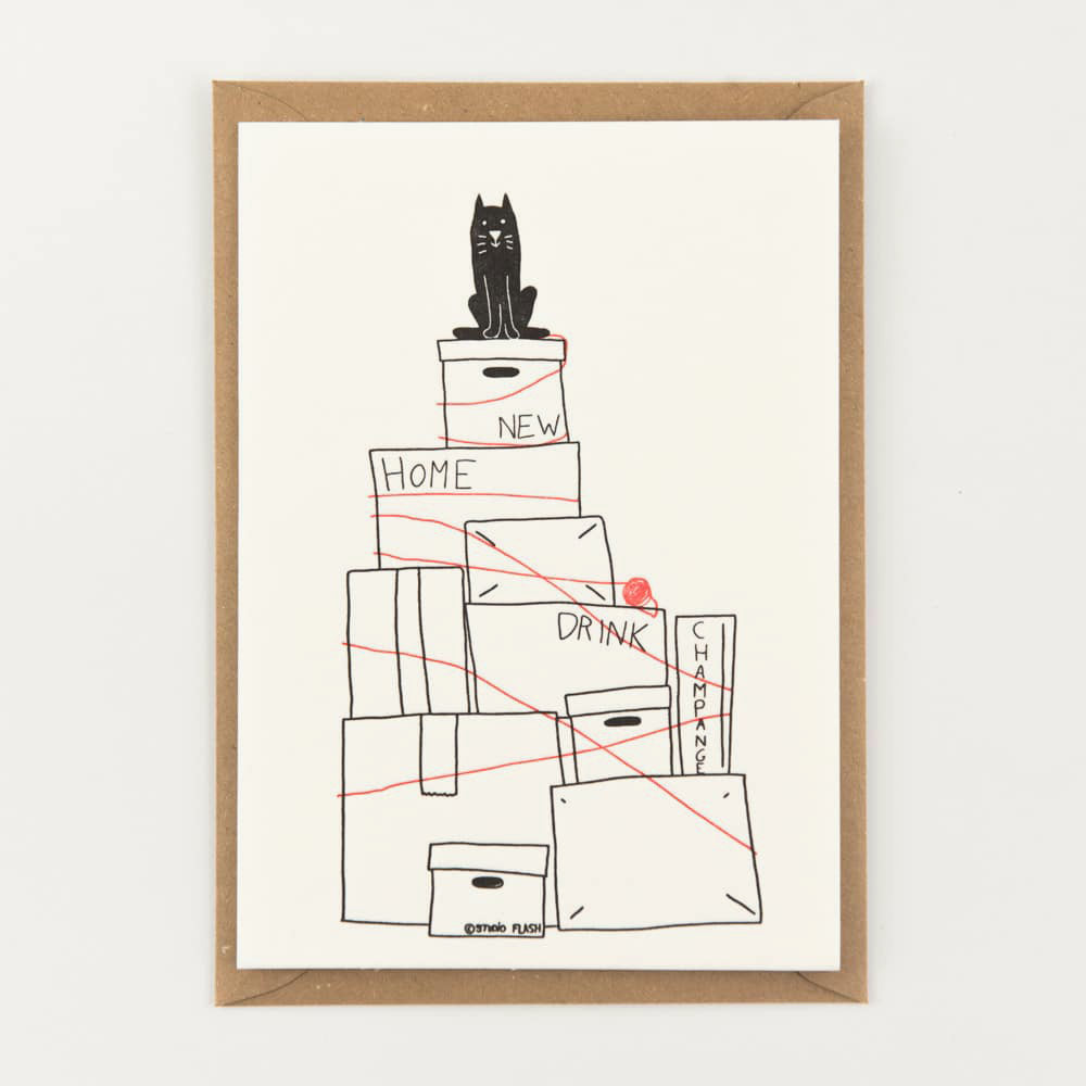 Studio Flash ‘MOVING THE CAT’ - Letterpresskarte mit Umschlag
