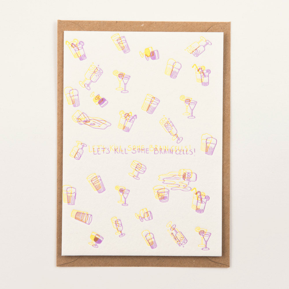 Studio Flash ‘LET'S KILL SOME BRAINCELLS’ - Letterpresskarte mit Umschlag
