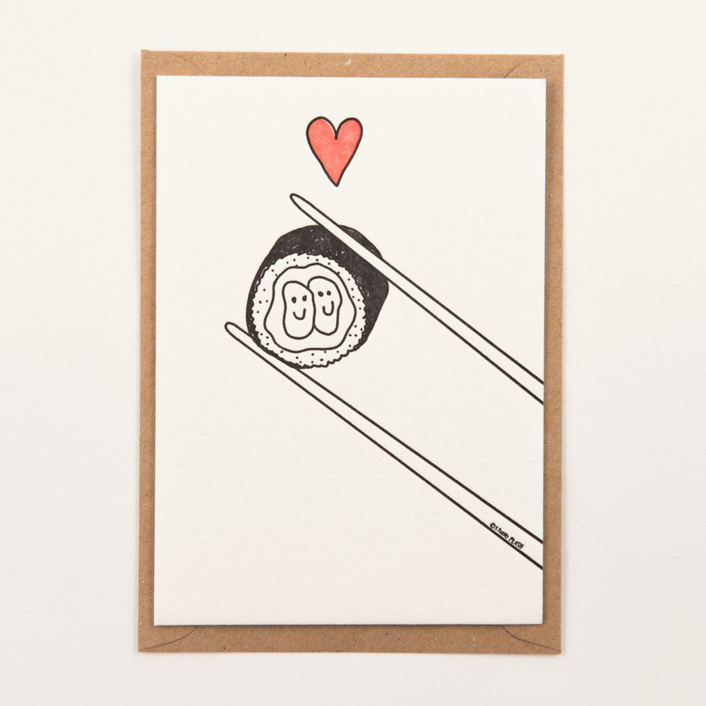 Studio Flash ‘LOVE SUSHI’ - Letterpresskarte mit Umschlag