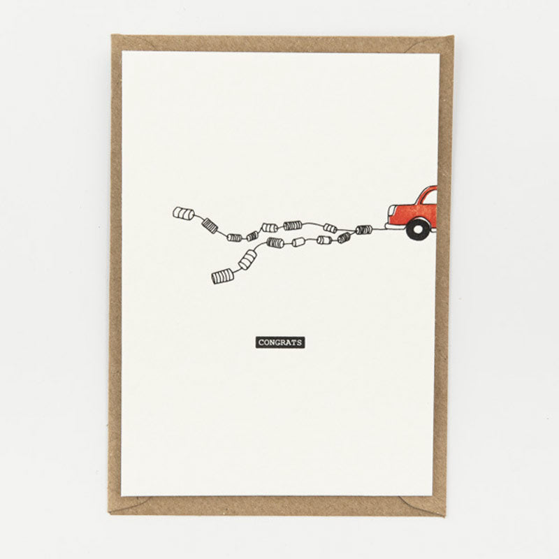 Studio Flash ‘WEDDING CAR’ - Letterpresskarte mit Umschlag
