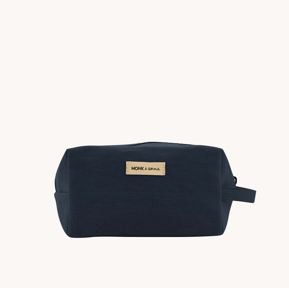 Kosmetiktasche aus Leinen - midnight blue