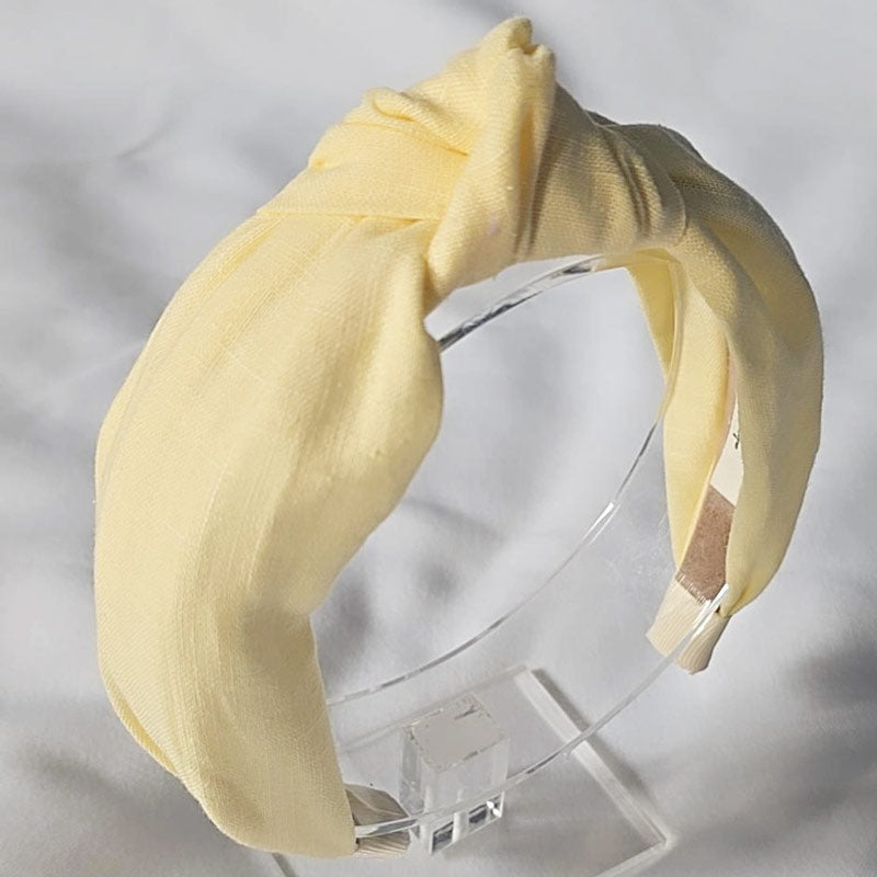 Leinen Haarreif mit Knoten - Butteryellow
