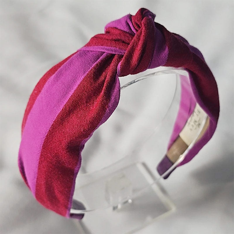 Haarreif mit Knoten - gestreift, Fuchsia