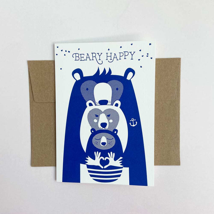 Von Muttern Letterpress - ‘BEARY HAPPY' - Klappkarte mit Umschlag