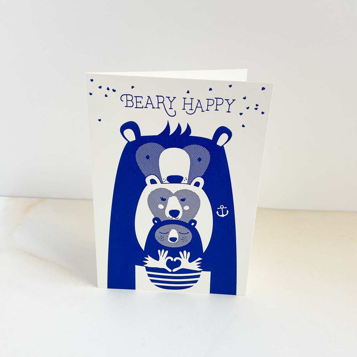 Von Muttern Letterpress - ‘BEARY HAPPY' - Klappkarte mit Umschlag