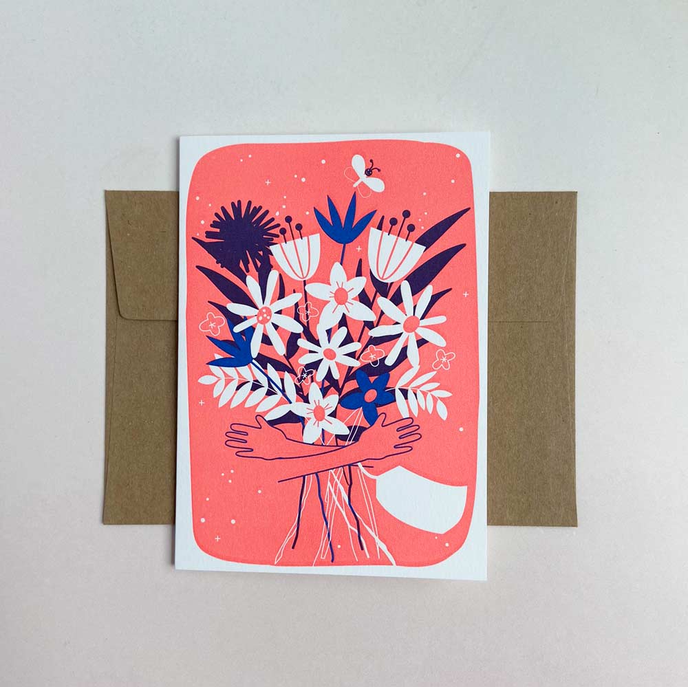 Von Muttern Letterpress - ‘FLOWERS' - Klappkarte mit Umschlag