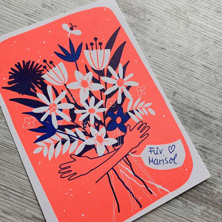 Von Muttern Letterpress - ‘FLOWERS' - Klappkarte mit Umschlag