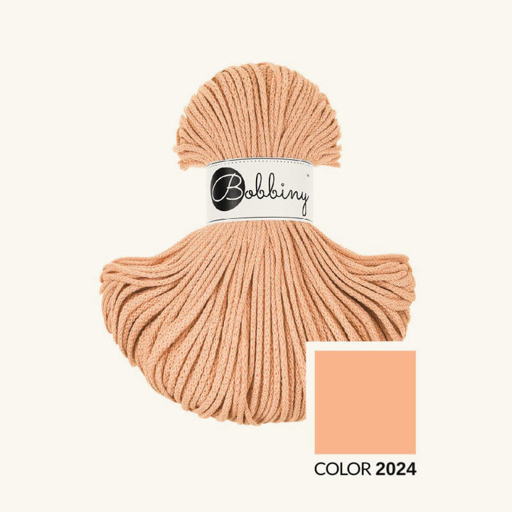 Limitierte Farbe 2024: Peach Fuzz - Bobbiny Flechtkordel Junior 3mm - 100 Meter