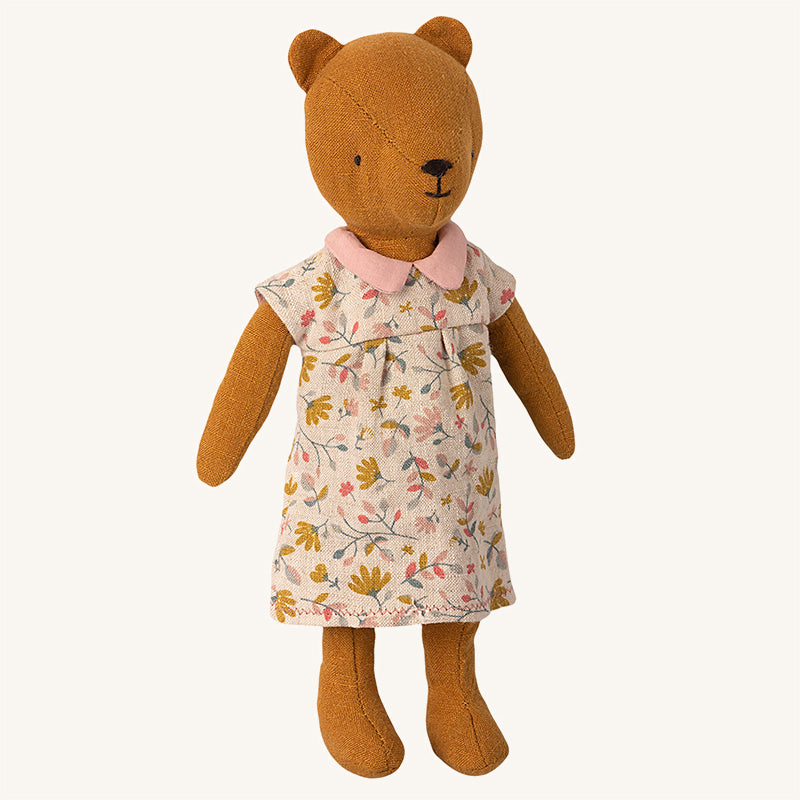 Maileg Leinenkleid mit Blumen -  Größe: Teddy Mama