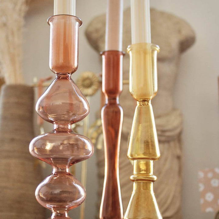 Handgefertigter Kerzenständer aus Glas - Coral