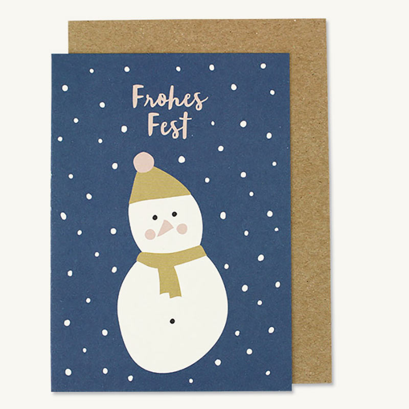 Schneemann "Frohes Fest" - Klappkarte mit Umschlag