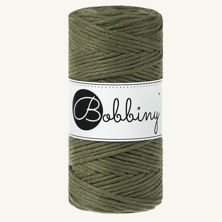 Bobbiny Makrameekordel - Regular 3mm - 100 Meter - Farbe Avocado