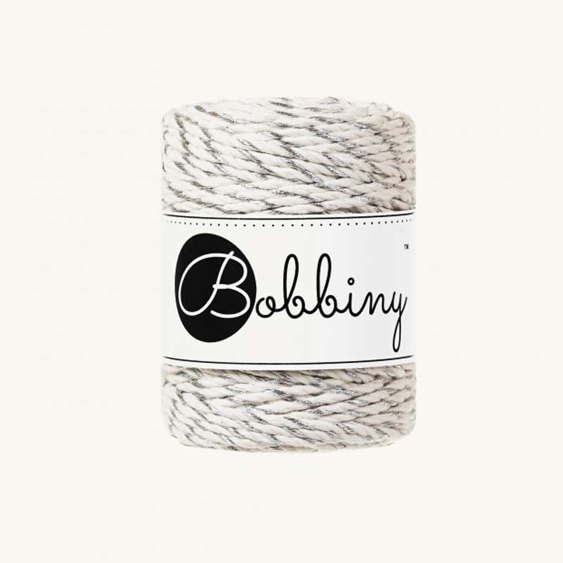 Bobbiny Makrameekordel 3PLY - Metallic Twist 3 mm - 50 Meter