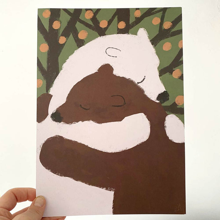 Bear Hug I - A4 Poster - Eisbär & Braunbär