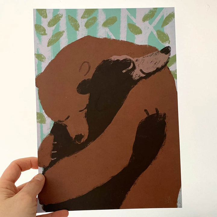 Bear Hug III - A4 Poster - Brillenbär & Braunbär