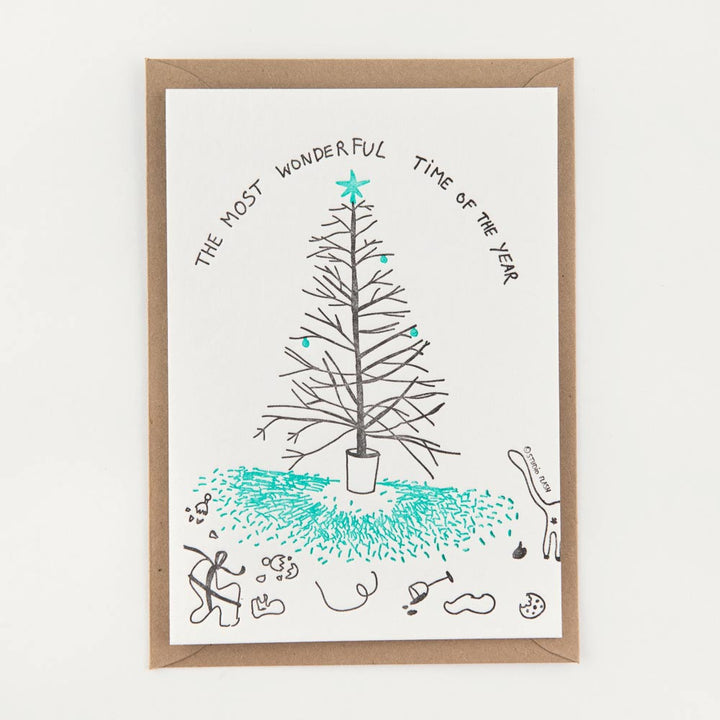 Studio Flash ‘JOLLY CHRISTMAS TREE IRONY’ - Letterpresskarte mit Umschlag