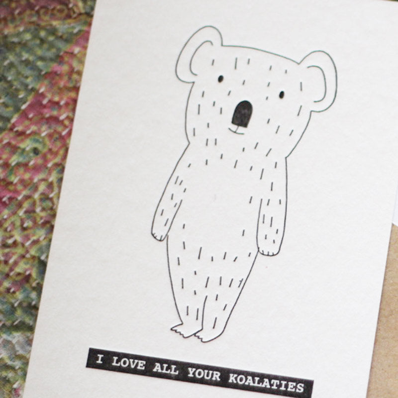 Studio Flash ‘I LOVE ALL YOUR KOALATIES’ - Letterpresskarte mit Umschlag