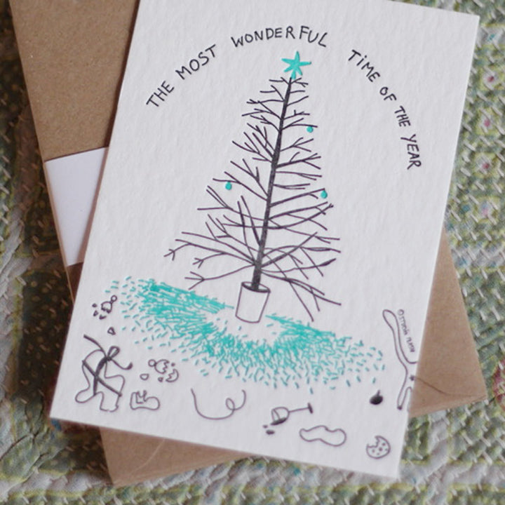 Studio Flash ‘JOLLY CHRISTMAS TREE IRONY’ - Letterpresskarte mit Umschlag