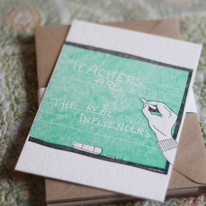 Studio Flash ‘TEACHERS ARE THE REAL INFLUENCERS’ - Letterpresskarte mit Umschlag