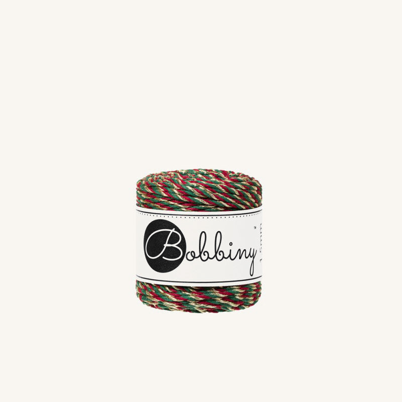 Limitierte Holiday Edition - Bobbiny Makrameekordel 3PLY - Mini 1.5 mm - 35 Meter